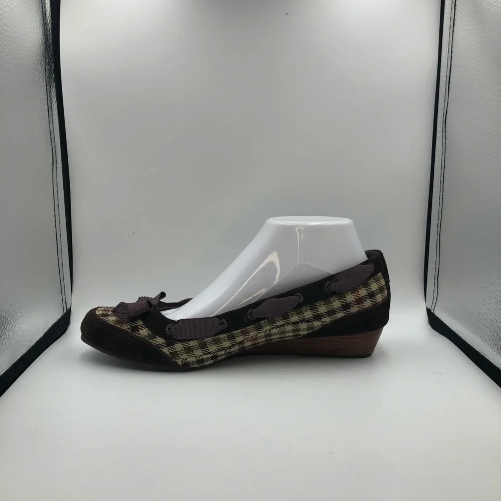 Sperry Brown Wedge Tweed Shoes Sz 8.5